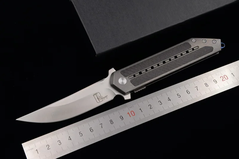 s35vn with TB logo JUFULE сделано S35vn/Vg10 дамасское лезвие Титан+ углеродное волокно Керамический шарикоподшипник Карманный открытый инструмент складной кухонный нож - Цвет: s35vn with TB logo