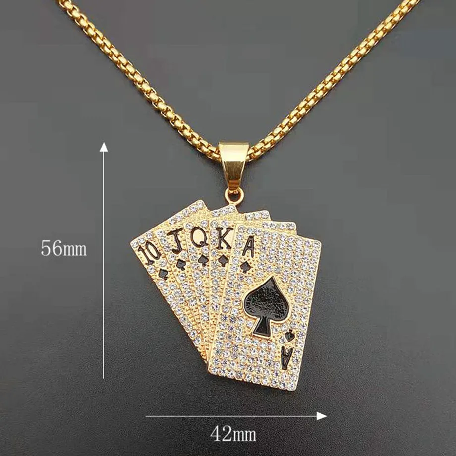 Подвеска в виде игральных карт Hiphop Мужская с цепочкой из нержавеющей стали