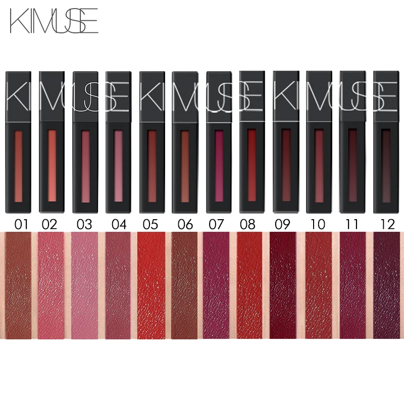 KIMUSE, новинка, 3 шт./лот, матовая, стойкая, жидкая губная помада, набор, водонепроницаемый блеск для губ, металлик, макияж, помада, набор, легко носить
