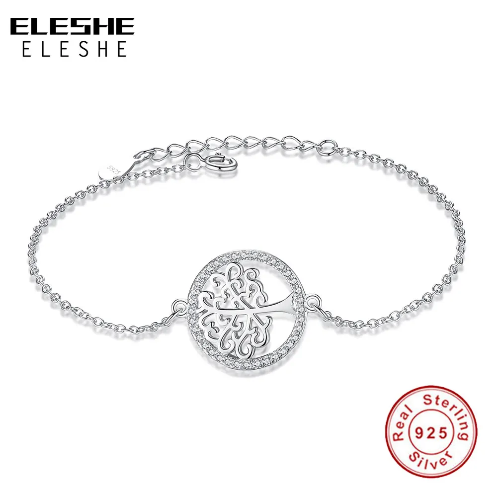 Женский браслет цепочка из серебра 925 пробы с кристаллами|tree of life bracelet|sterling silver925