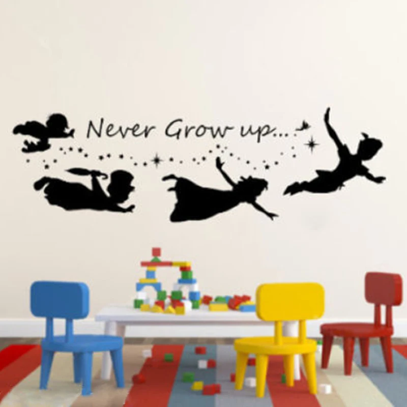 G156 никогда не вырастают цитаты из Питера Пэна силуэт и звезды Виниловые