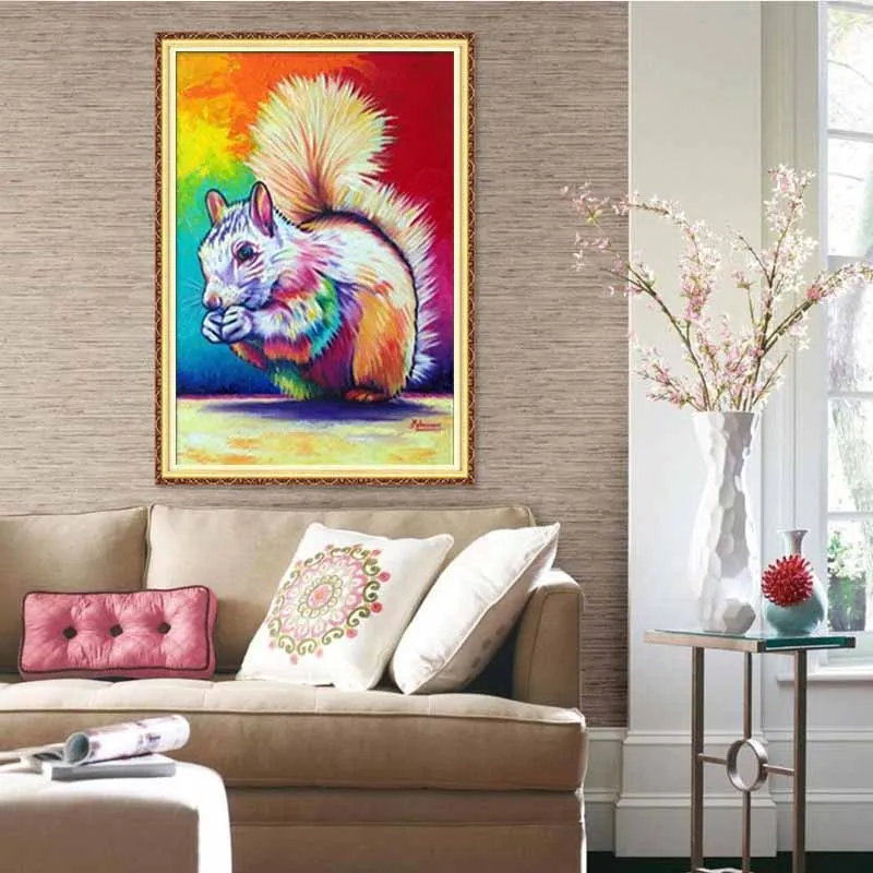 FineTime Animal Squirrel 5D DIY Diamond Painting Partial Round Drill Embroidery Cross Stitch Mosaic | Дом и сад
