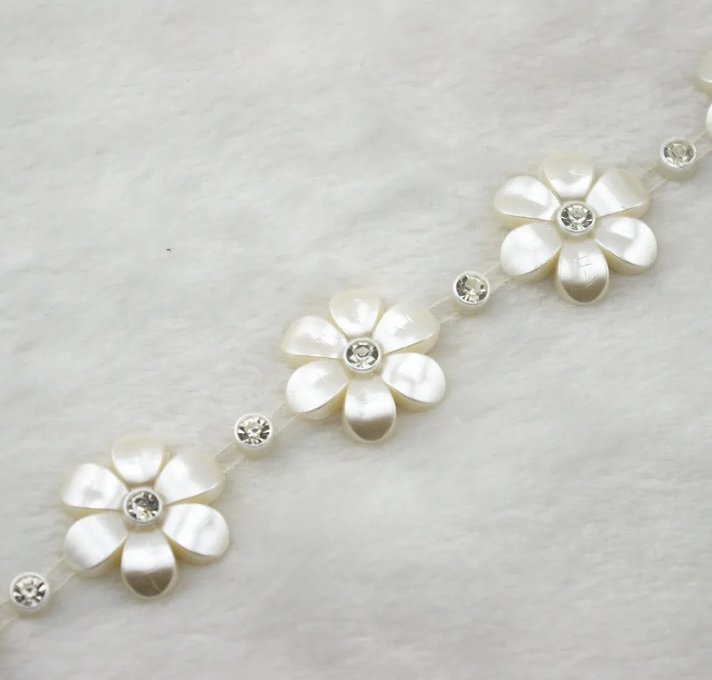5 ярдов 30 мм цветок в форме слоновой кости жемчужная цепочка планки швейные