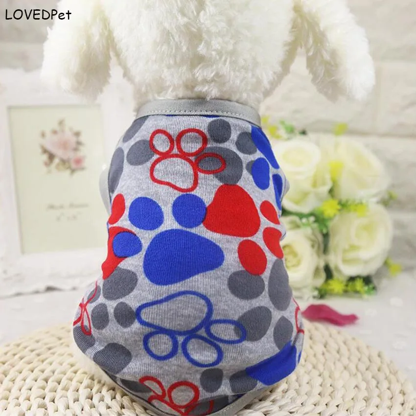 Милая Одежда для собак летняя хлопковая Футболка с изображением щенка Майки кота