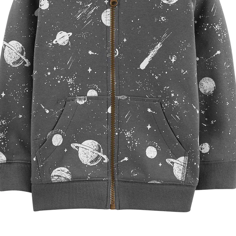 Прохладный Серый пространство Print Zip-Up хлопковая толстовка Carters осень-зима пальто