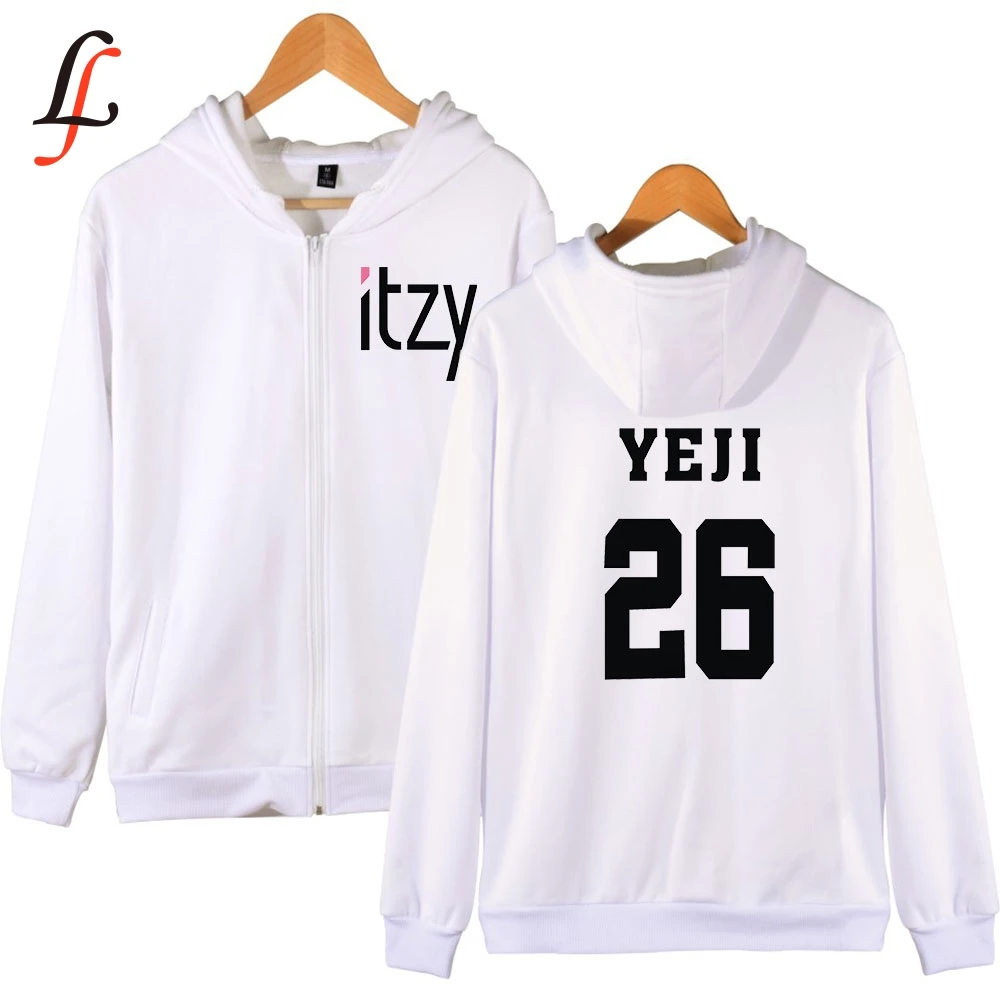 Itzy harajuku толстовки на молнии с буквенным принтом Kpop Женская и мужская уличная