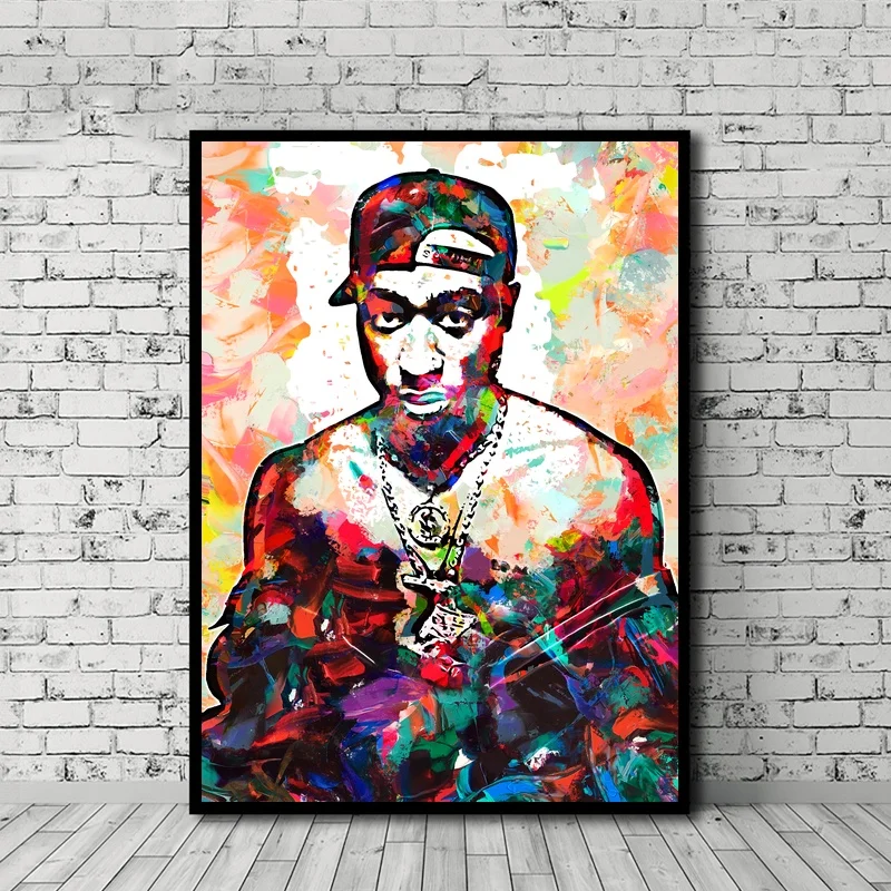 2pac Акварельная фотография искусство на стену с рисунком домашний Декор без рамки