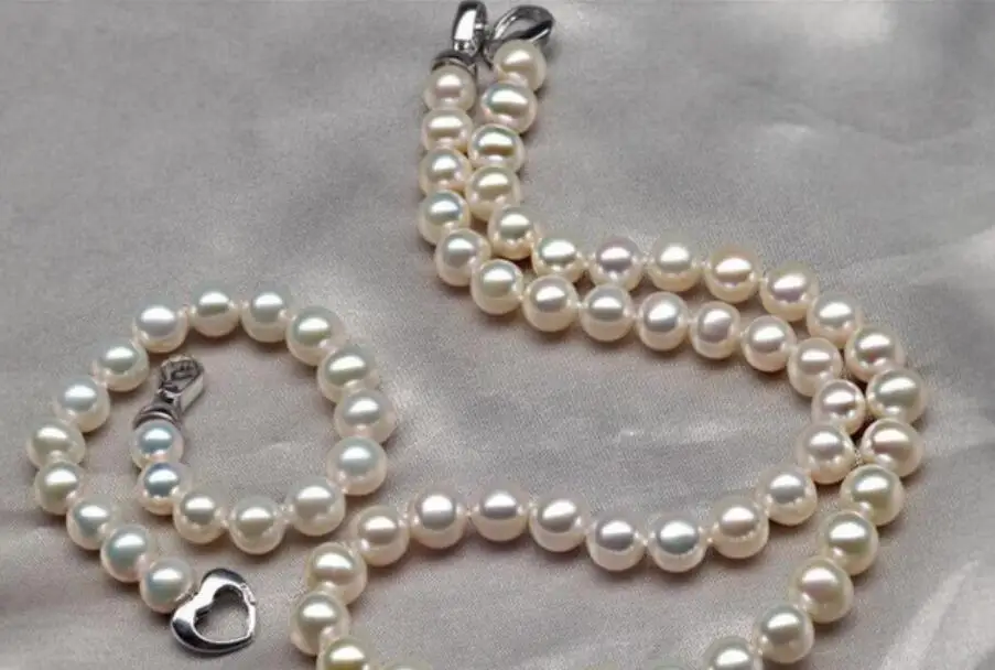 

18"11-12mm NATURAL south sea white pearl necklace+Bracelet