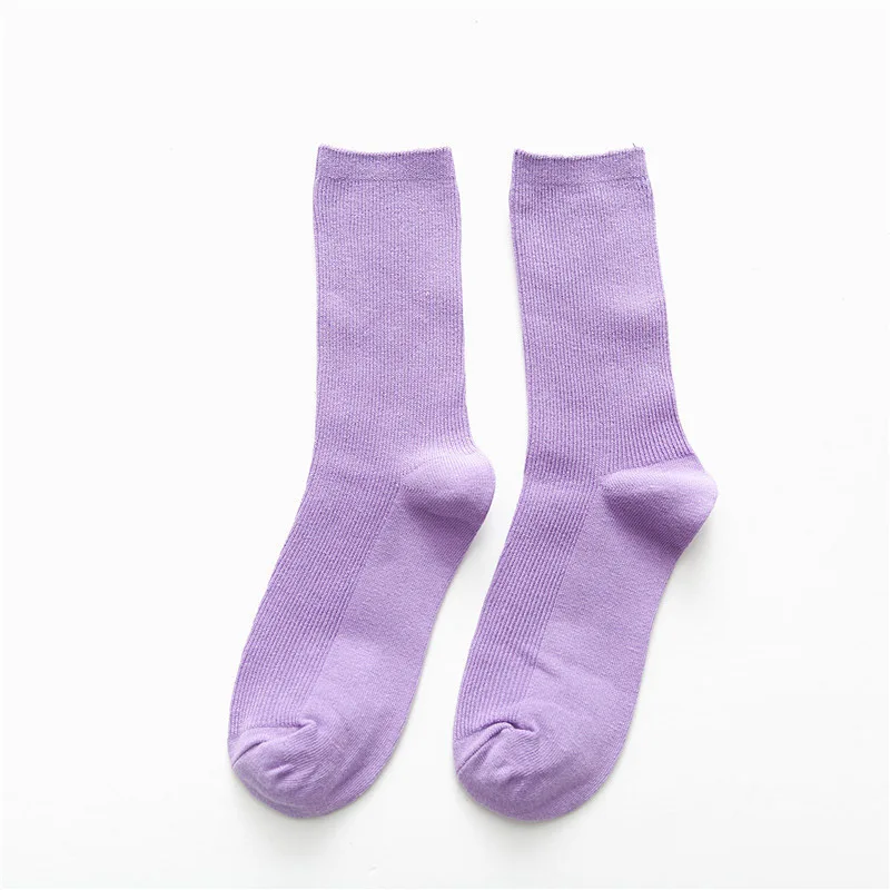 Light purple Для женщин хлопковые носки сезон: весна–лето осень-зима новые модные Повседневное дамы ворс носки без пятки ярких Цвет основные нескользящих носочков L114 - Цвет: Light purple