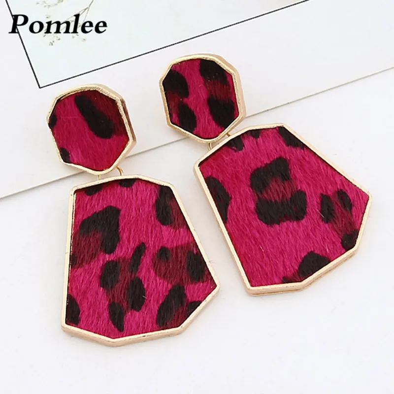 Pomlee богемный Леопардовый принт висячие серьги foor для женщин 5 цветов Boho корейский