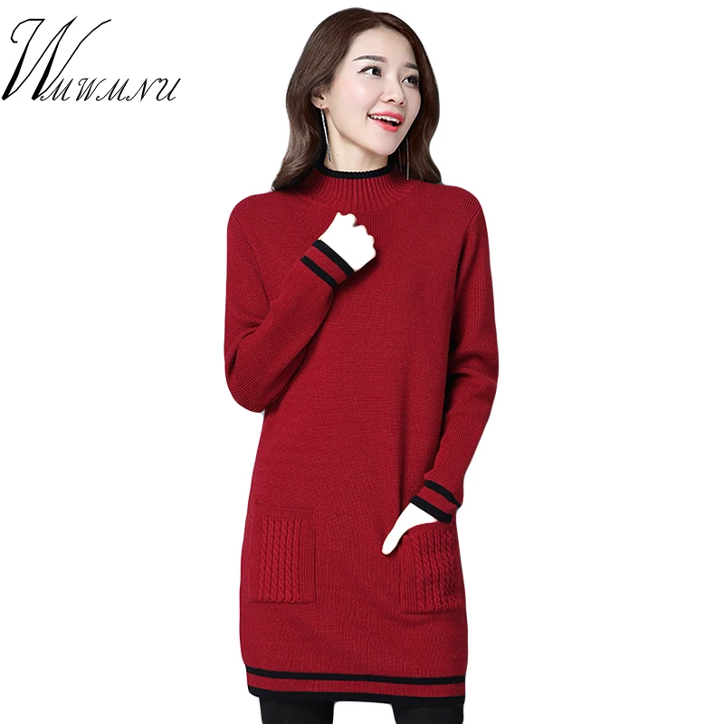 Повседневный осенне-зимний свитер с высоким воротником женский эластичный