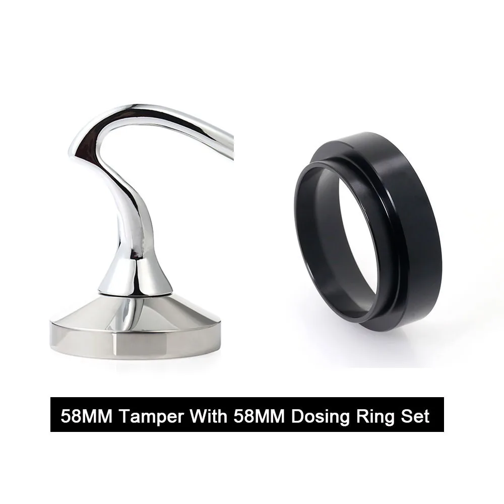 1 Tamper 1 Ring Нержавеющая сталь 58 мм трамбовочная кофемолка эспрессо инструмент Алюминиевый Дозирующее кольцо кофе трамбовочный набор для эспрессо Запчасти для кофеварки - Цвет: 1 Tamper 1 Ring