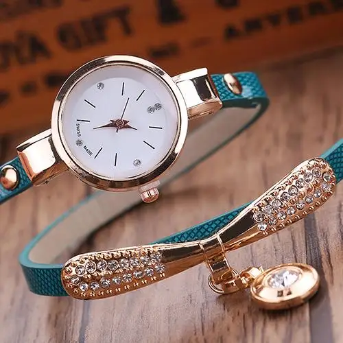 

Women Fashion Multilayer Rhinestone Round Pendant Quartz Bracelet Wrist Watch