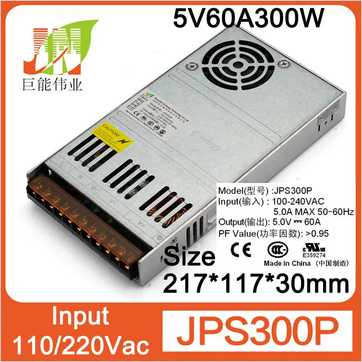 Ультратонкий источник питания 5V60A300W сертифицированные продукты CE вход 110В или 230В
