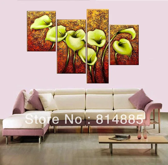 The Green Calla Lily Top Quality Oversized Handmade Modern Abstract Oil Painting Canvas Wall Art Home Decoration JYJ018 |