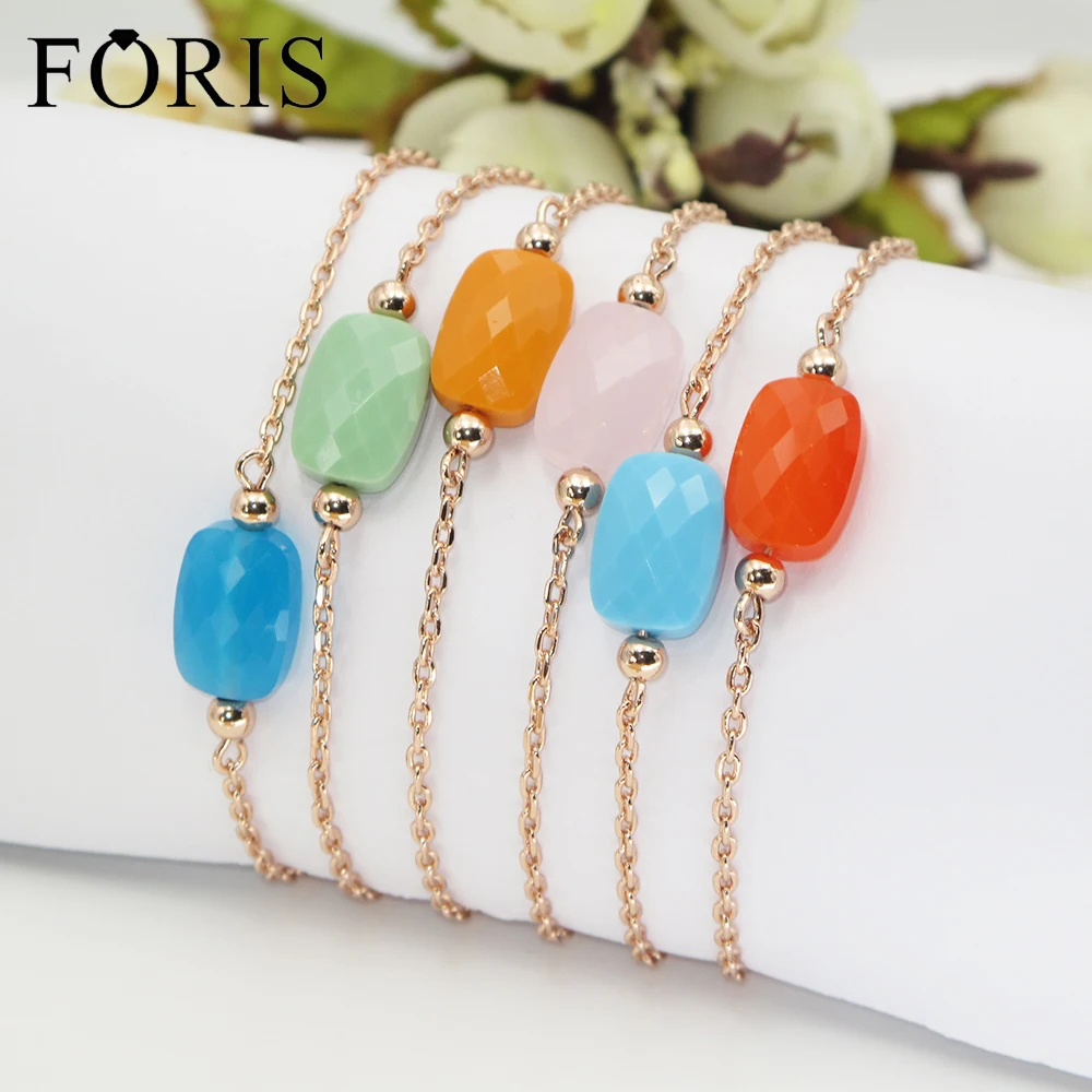 FORIS 6 цветов модные ювелирные изделия розовое золото Хрустальный Браслет для