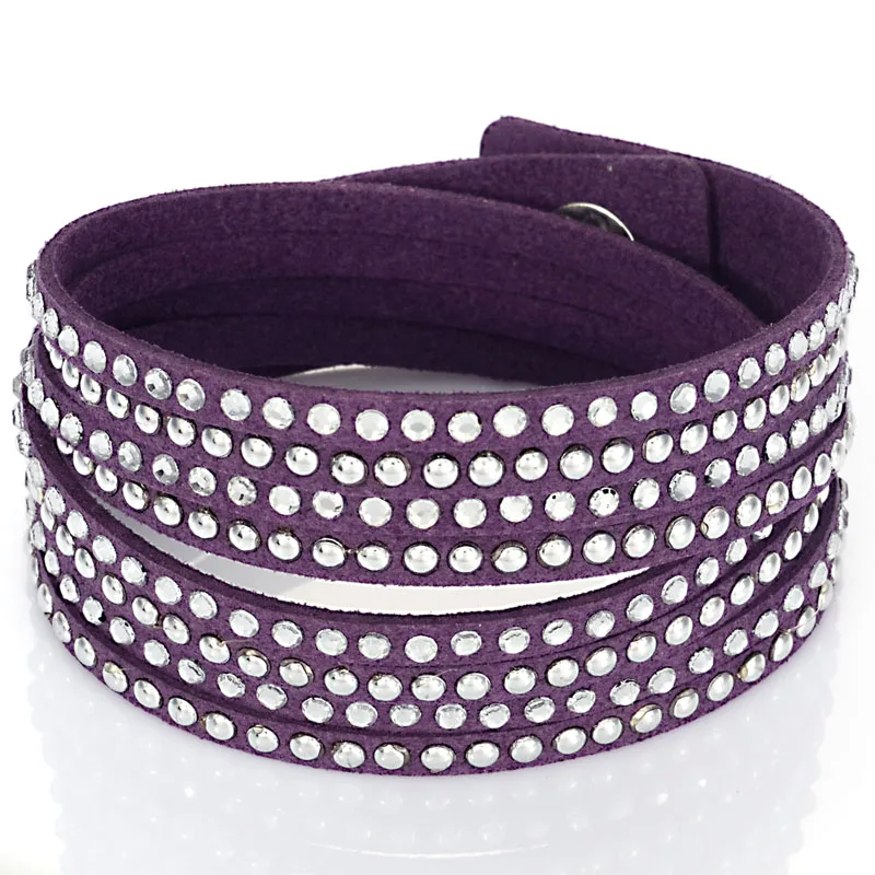 Женский двойной замшевый браслет с кристаллами и заклепками|crystal wrap bracelet|wrap