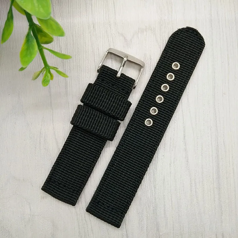 HENGRC Watch Band Strap 18 20 22 24mm Sports Nylon Nato Strap Handmade Canvas Watchbands Stainless Steel Buckle