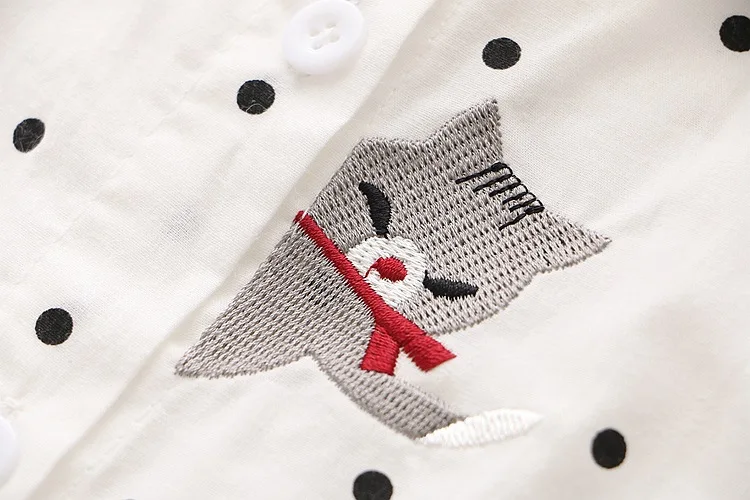 Белая женская блузка с вышитым котом осень 2019 свободная клетчатая рубашка в