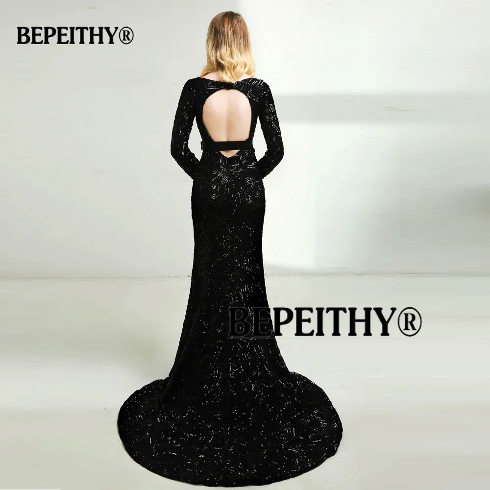 V образным вырезом черное блестящее отражающее платье Кружевное Вечернее Платье Vestidos De Festa сексуальное платье для матери невесты с открытой спиной