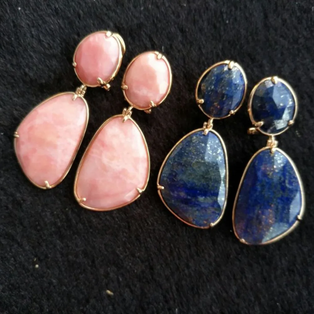 5 пар серьги подвески с природным камнем и золотой оправой женские модные