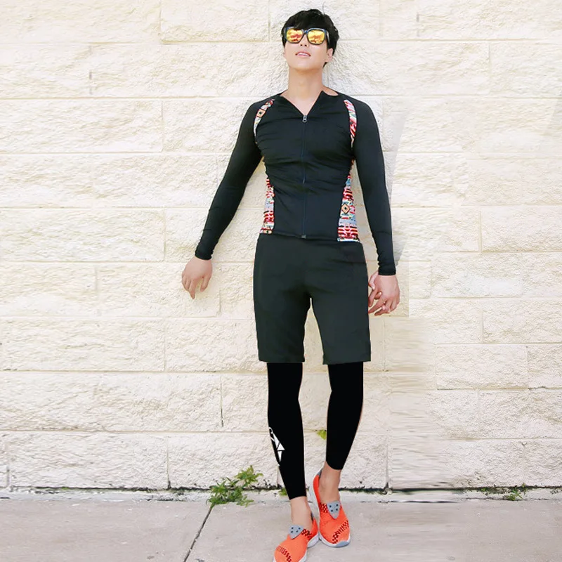 Женский купальный костюм из 4 предметов с длинным рукавом и принтом Рашгард UPF 50 +