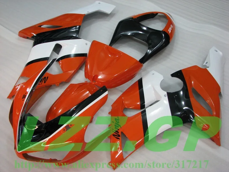 

Injection mold fairing kit For NINJA ZX 6R 636 05 06 ZX-6R 05-06 ZX6R 2005 2006 ZX 6R 05 06 orange black white fairing