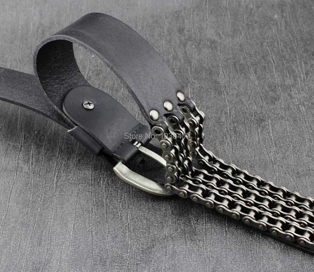 Тяжелая Цепь для мотоцикла ремень из натуральной кожи мужчин Байкерский панк