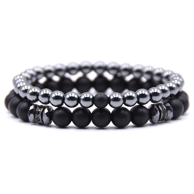 Пара браслетов из гематита тонкие здоровые похудение Роскошные браслеты бисера