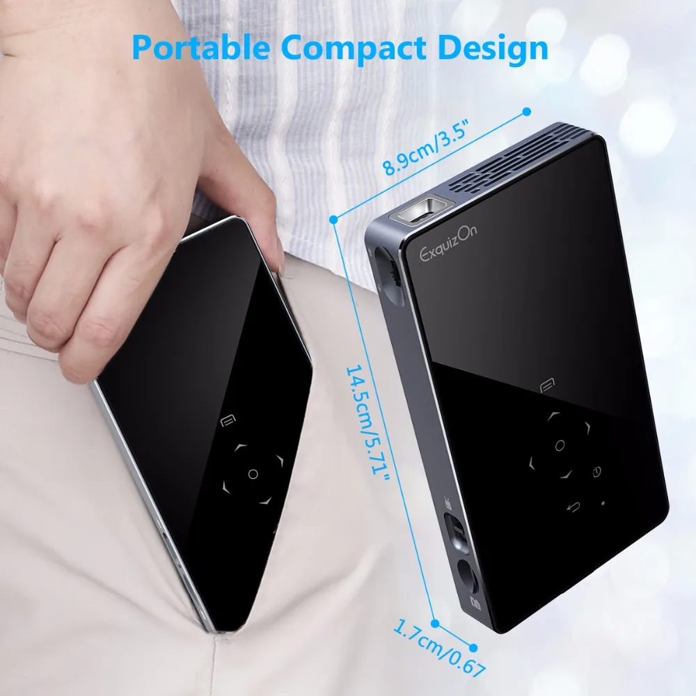 Exquizon P8I ОС Android 7 1 Pico карманный HD портативный Micro лазерный Wi Fi Bluetooth светодио дный