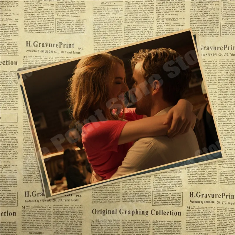 LA LAND фильм ретро крафт-бумага плакат ретро художественные изделия для стен Стикеры гостиной краски бар кафе - Цвет: Небесно-голубой
