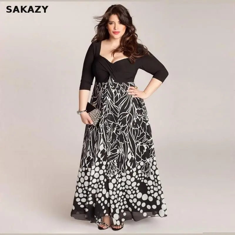 Sakazy пэтчворк элегантное сексуальное летнее платье 5xl большого размера плюс