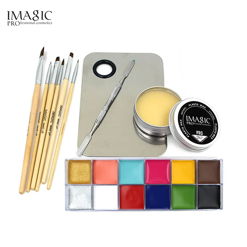 IMAGIC косметика для профессионального макияжа 1X12 цветов для покраски тела+ воск для кожи+ профессиональный макияж для снятия макияжа Набор инструментов - Цвет: 0610-BDZH-1