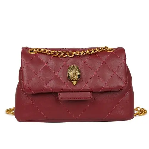 Дизайнерские известные бренды женские сумки клатчи кошельки и сумки tote курьерские Сумки с ромбовидной строчкой клапаном - Цвет: Бургундия