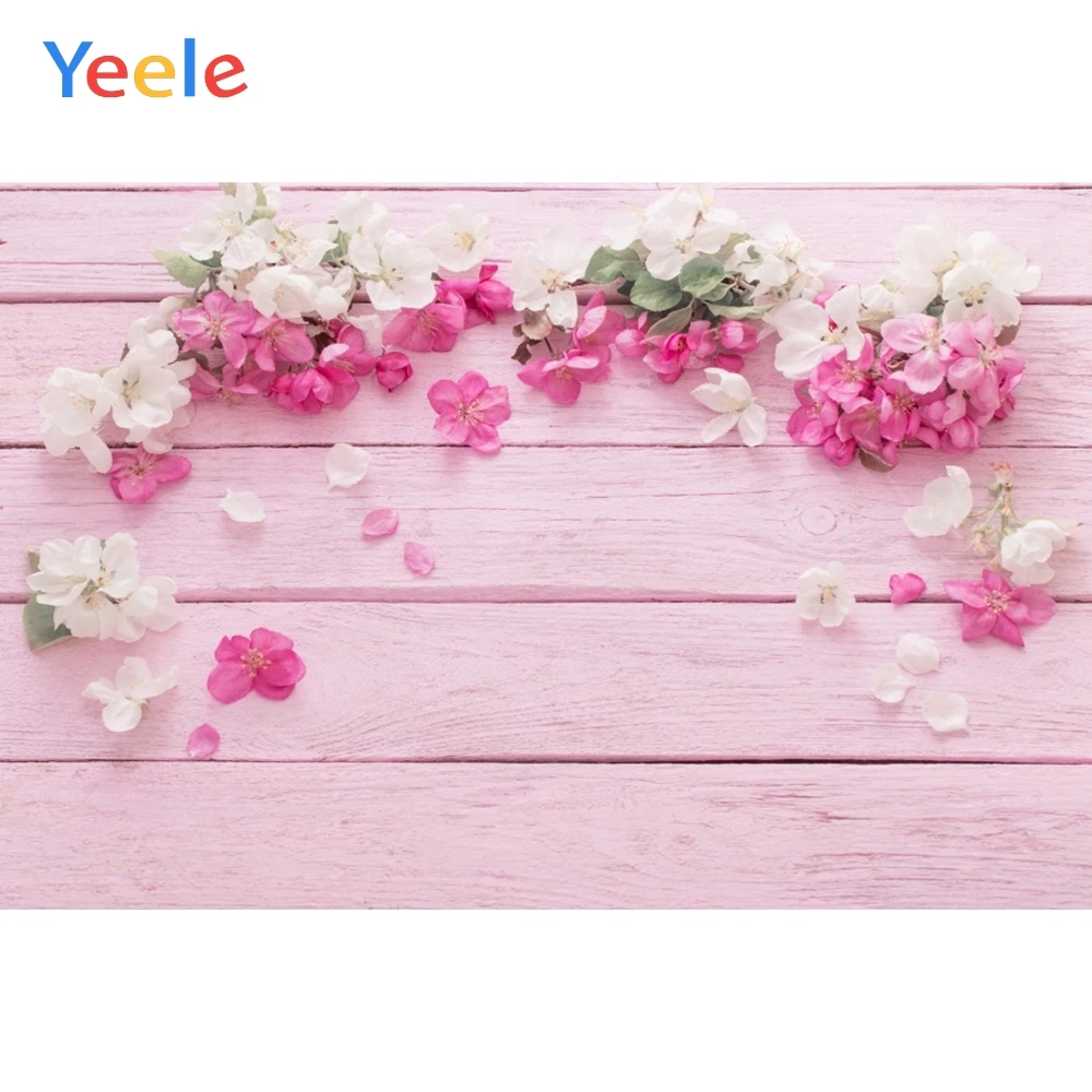 Розовый деревянный фон Yeele для фотосъемки с цветком и детей домашних животных