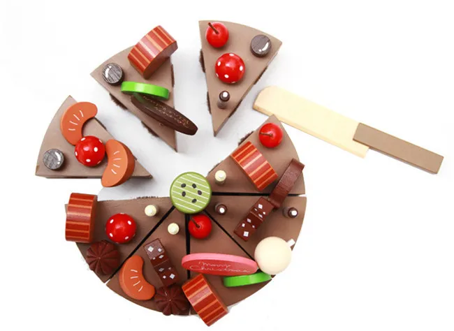 

New wooden toy Simulation Chocolate cake Baby toy Free shipping