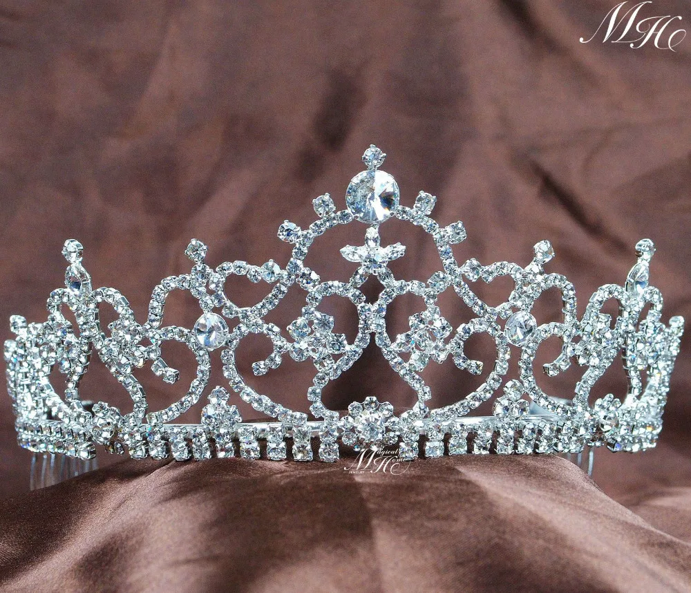 Кристальные диадемы "Clear Crystal" винтажные стразовые короны для конкурсов с гребенкой, ручной работы роскошные барочные свадебные аксессуары для волос ювелирные изделия.