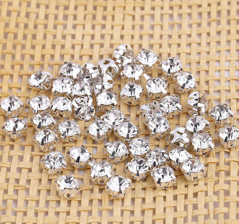 4-8 мм прозрачный бриллиант 1440 шт./лот посеребрение стеклянные бусины со стразами