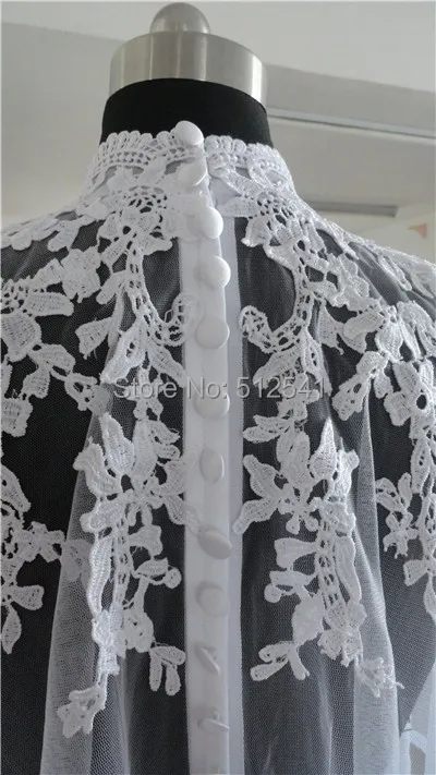 Alexzendra New Arrival Long Appliqued Lace and Tulle Shawl For Wedding Dress Beautiful Zipper Back Bridal | Свадьбы и торжества