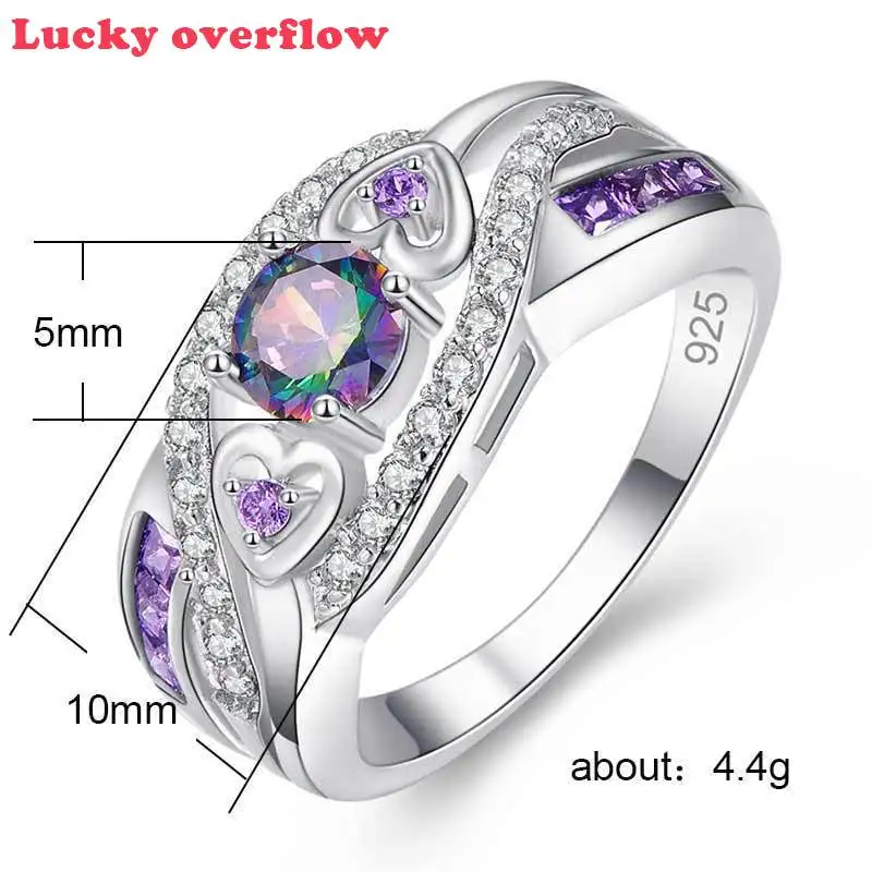 Luckyoverflow Модные женские кольца в форме сердца Свадебные ювелирные изделия
