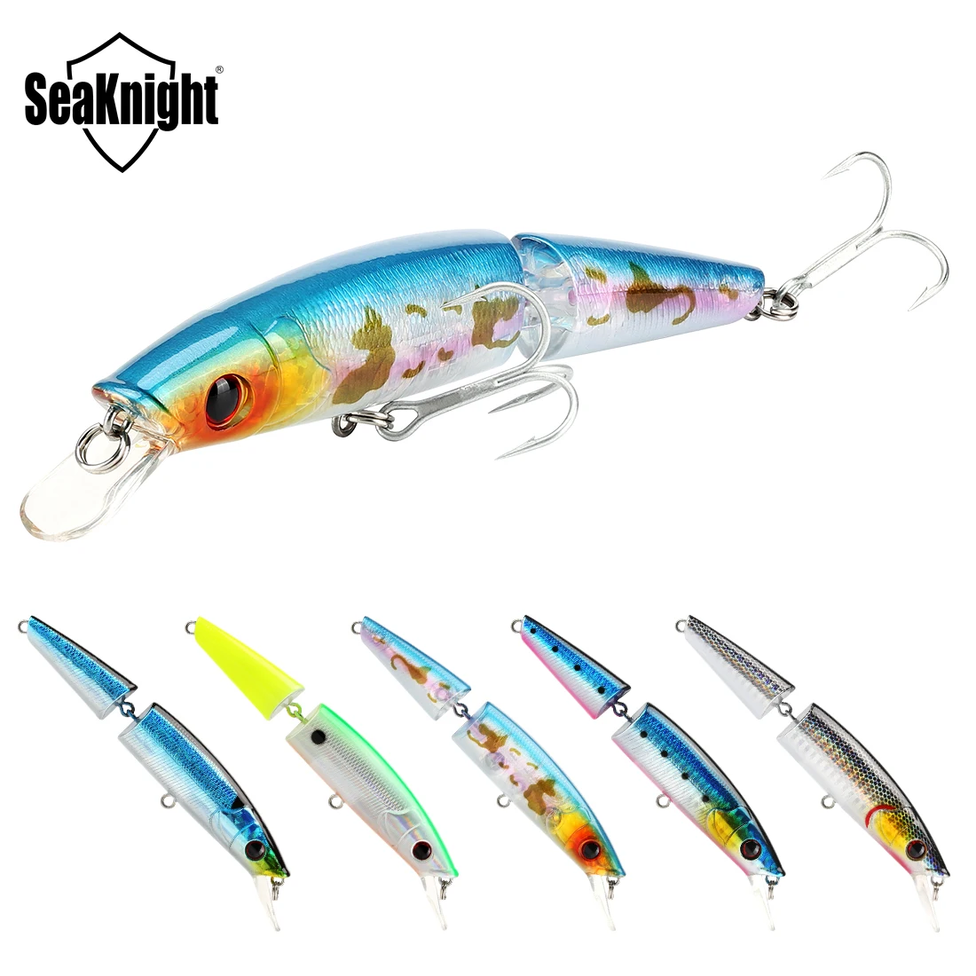 

SeaKnight Minnow SK041 21.5g 125mm 0-1.0M 5PC Fishing Lure Set 2 Section Jointed Bait Long Casting Minnow Sharp Hook Sea Fishing