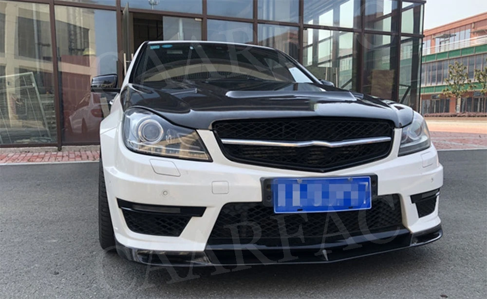 Передний спойлер из углеродного волокна для W204, разветвители для Mecedes Benz C Class W204 C63 AMG 2012-, передний бампер, подбородок