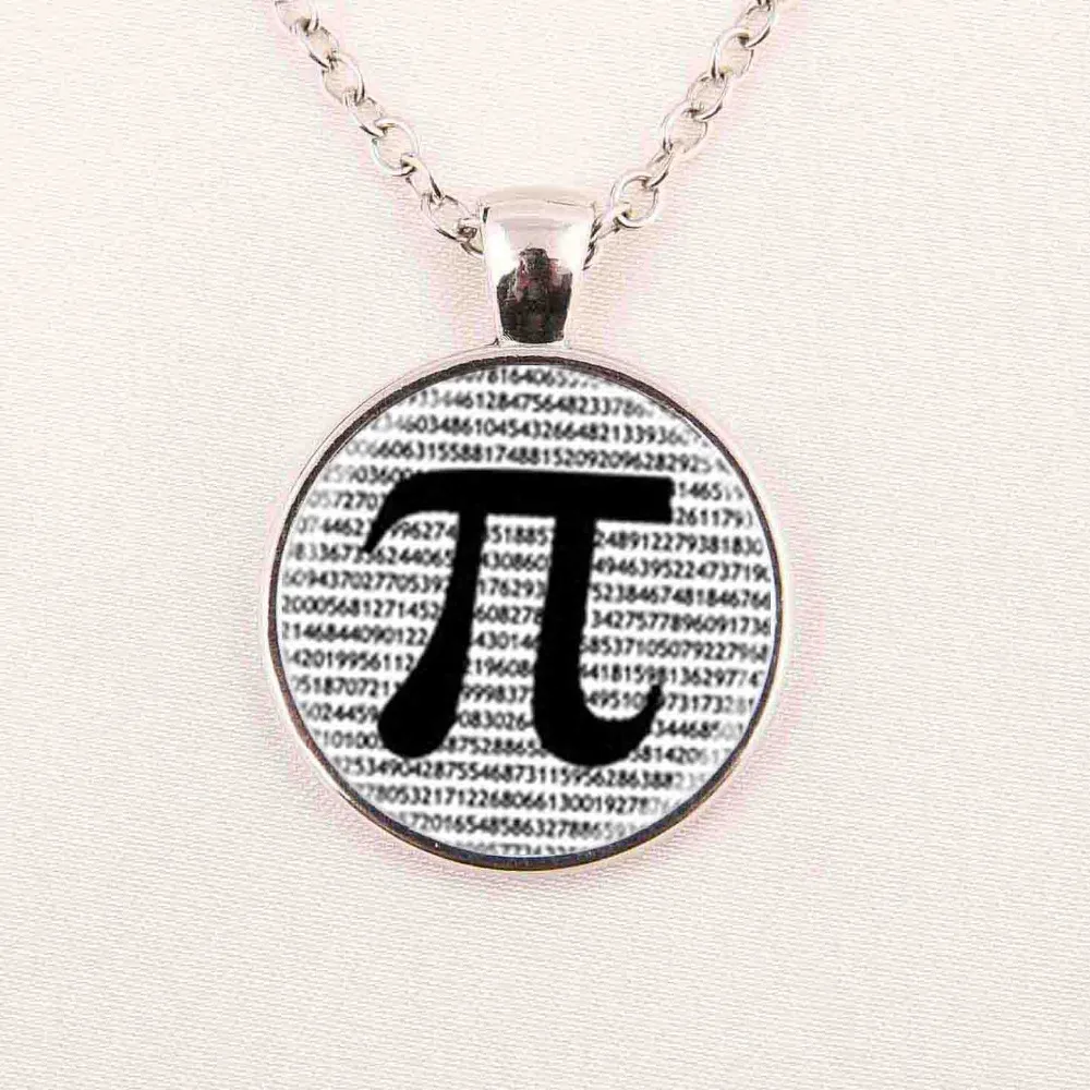 Стеклянные купольные украшения ожерелье с числом ПИ черно белое художественное