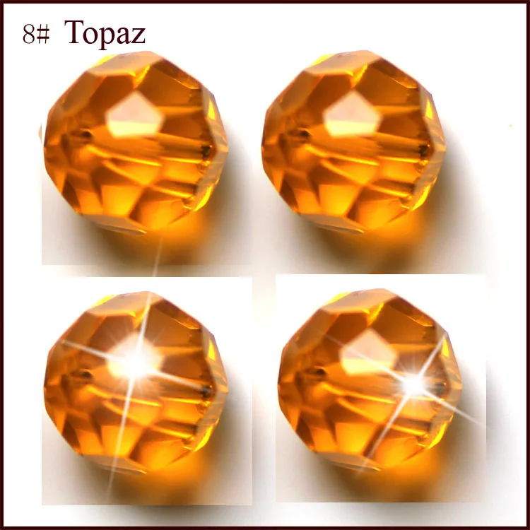 topaz Хрустальные шарики 4 мм 6 мм 8 мм 10 мм Flet 32 грани круглые хрустальные бусины футбольные граненые Футбольная тема под стеклом бусины модные ювелирные изделия - Цвет: topaz
