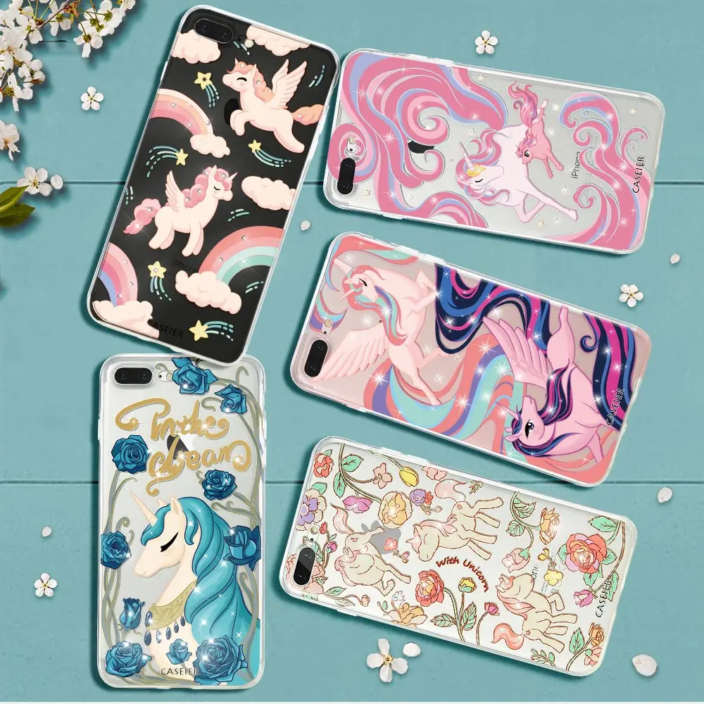 Чехол Caseier Girly Cute Unicorn Для iPhone 6 S блестящий мягкий чехол со стразами и фламинго для
