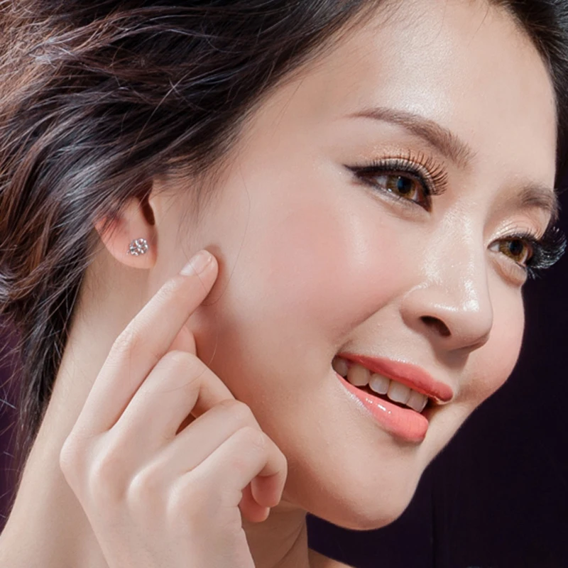 Оптовая продажа Настоящее серебро 925 пробы элегантные милые серьги гвоздики с 4