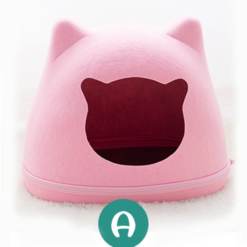 pink HEYPET кровать для кошки домик для питомца коврик для кошек котенок отверстие домик скамья для собаки щенка домашнее гнездо питомник для домашних животных кошачьи ушки - Цвет: pink