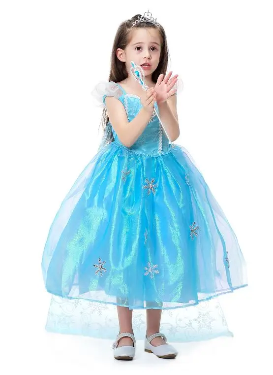 Сетчатое платье для девочек платья принцессы Эльзы Рождественский вечерний