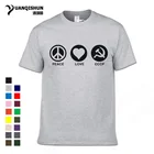 Футболка YUANQISHUN с принтом PEACE LOVE CCCP, футболка советского коммунизма, русская Мужская хлопковая футболка СССР, модный дизайн, Мужская футболка
