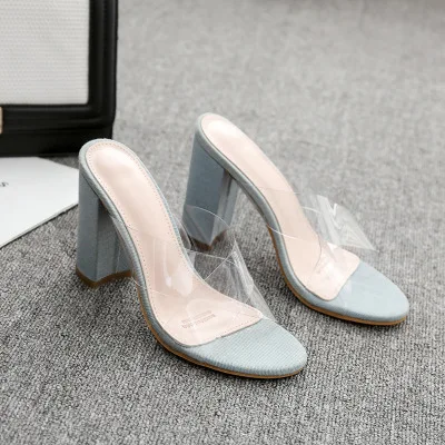 Summer hot fashion wild retro ladies sandals and slippers fish mouth transparent thick with Japanese high heels | Обувь